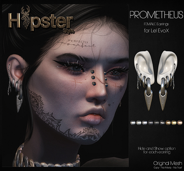 Second Life Marketplace - [Hipster Style] PROMETHEUS FEMALE Earrings ...
